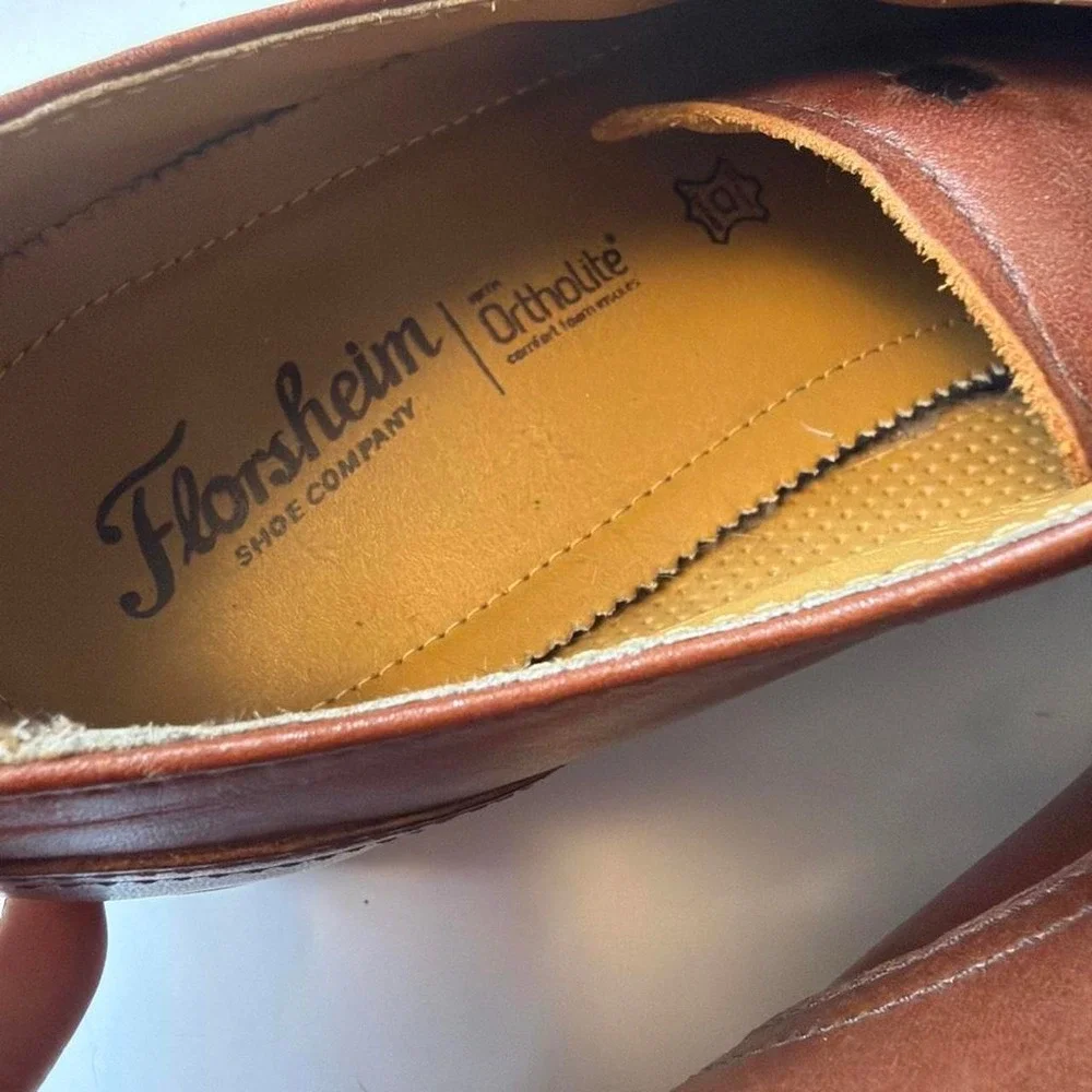 Florsheim Mens Brown Leather Apron Toe Dress Shoes 12162-221 Size 11.5 D